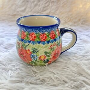 Polish Pottery Boleslawiec Handmade 1 Pc Bubble Mug Myriad of Flowers NEW